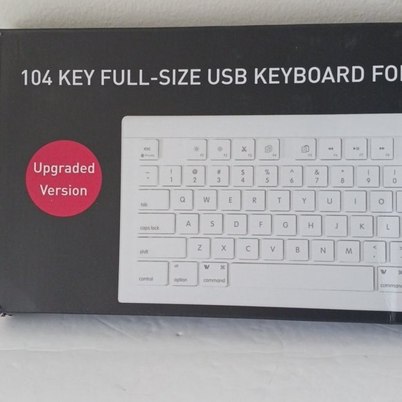 Macally 104 key full size USB Keyboard for Mac and PC in white - Picture 4 of 10